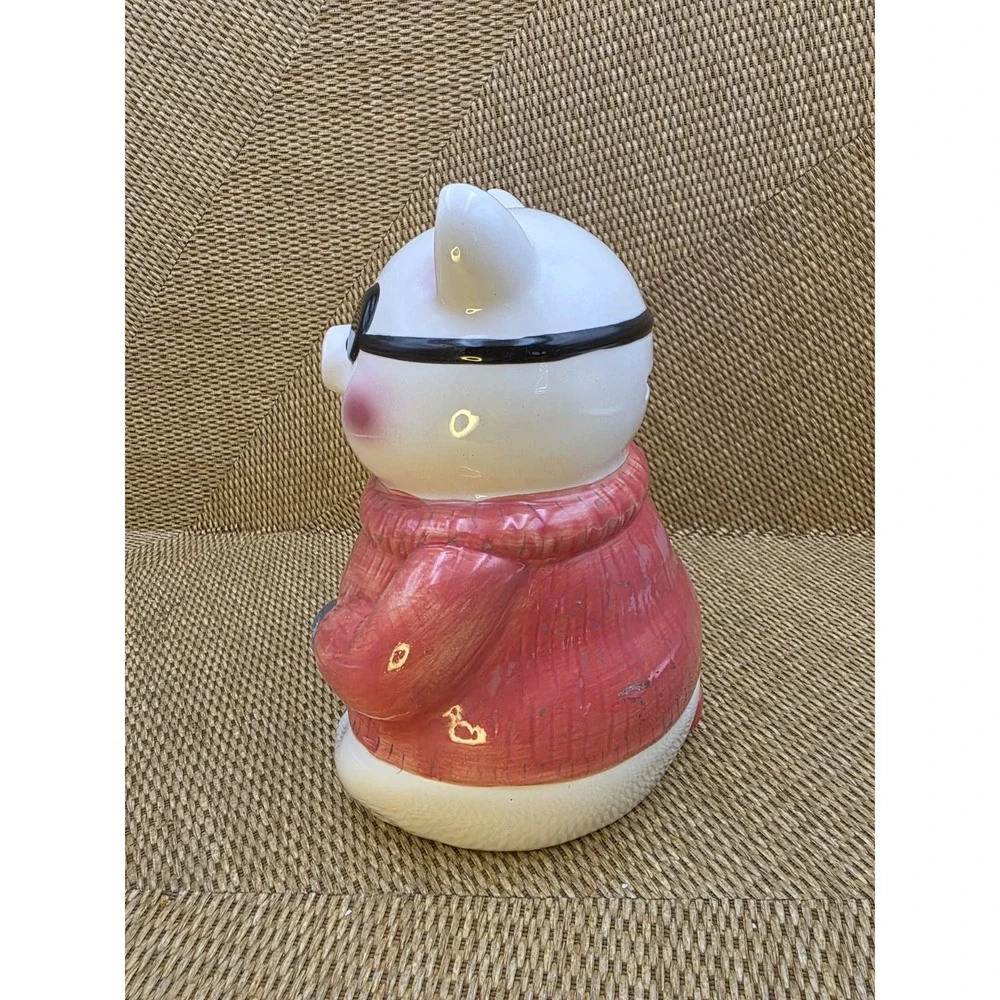 COOL PIG Ceramic‎ Pig Bank Motorcycle Goggles Dresser Top Decor Blushing Gift 8